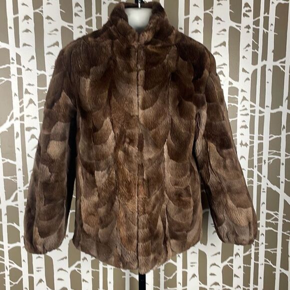 2 in 1 Reversible Brown Sheared Fur Jacket - Picture 1 of 9